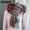 Color Grid Square Tassel Imitation Cashmere Scarf Women's Winter Warm Fashion Outer Shawl Scarf