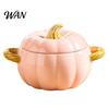 Handled Soup Bowl with Lid Pumpkin And Double Handle, Microwave Safe Decorative Practical Kitchen Gift for Home Ceramic Bowl, Heat Resistant Pot Stews