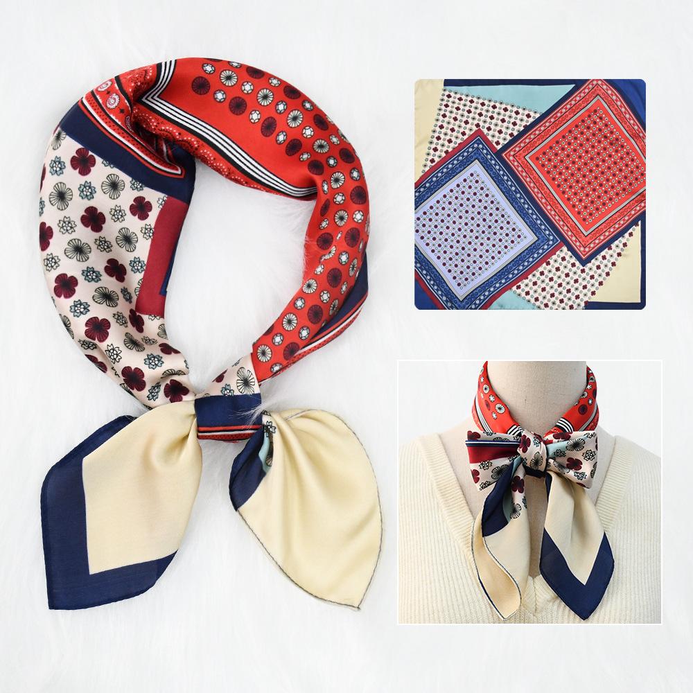 Женский новый модный шелковый шарф с имитацией атмосферы, защитный шарф для шеи, весна, лето, осень, квадратный шарф