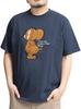 One Colors TOM AND JERRY Men's Short Sleeve T-Shirt, Embossed Brushed Sagara Print, Crew Neck, Navy (Size 3L) (B) (67)