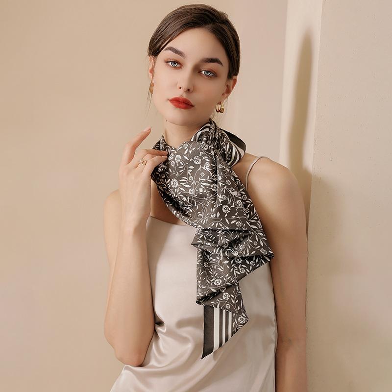 New Women Printing Square Scarf Satin Imitated Silk Hair Tie Fashion Elegance Office Hijab 90cm*90cm