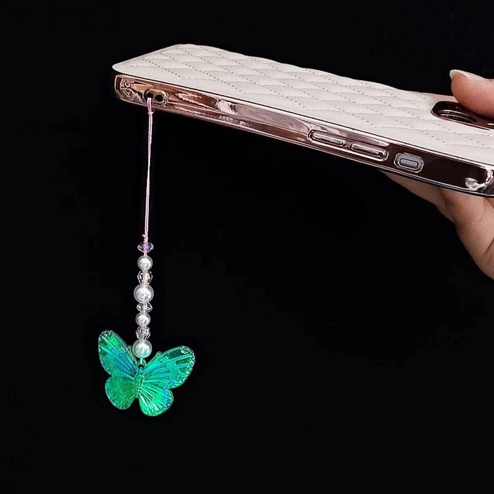 Подвеска на цепочку для телефона, ремешок на руку, светящаяся бабочка, ремешок для мобильного телефона