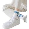 MiiOW 5 Pairs of Men's Socks, Summer Jacquard Mid-Calf Socks, Striped Letter Fashion Cotton Socks, Men's Athletic Long Socks