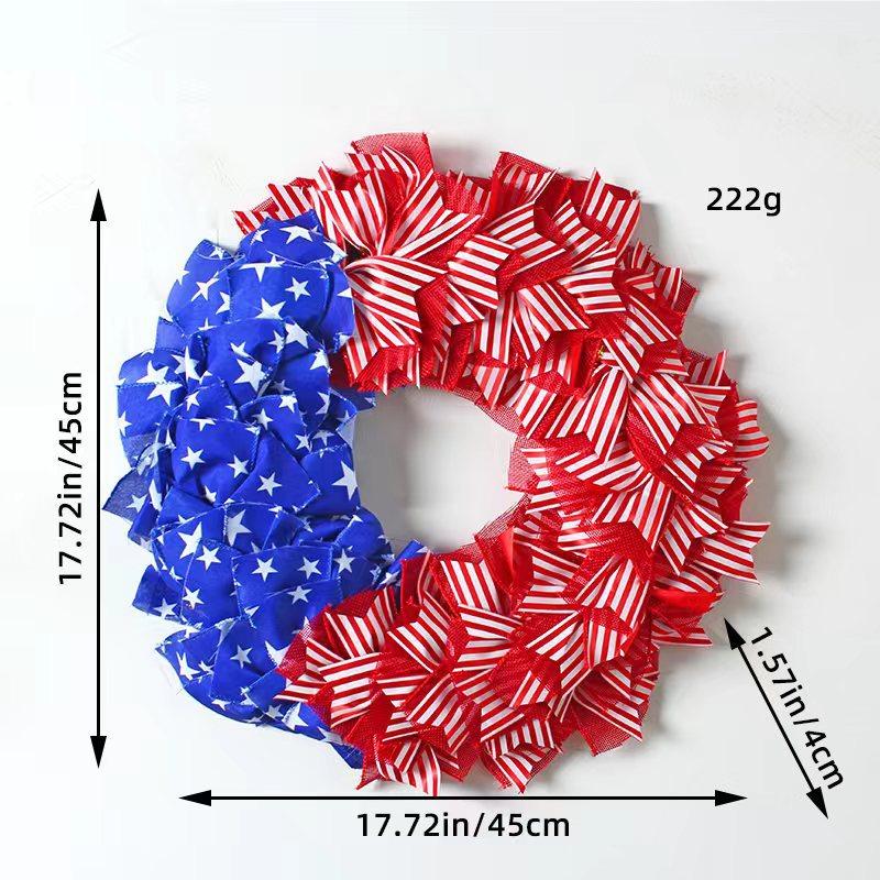 Венок на дверь ко Дню независимости, украшения из ткани для дома, праздничные подпорки для окон