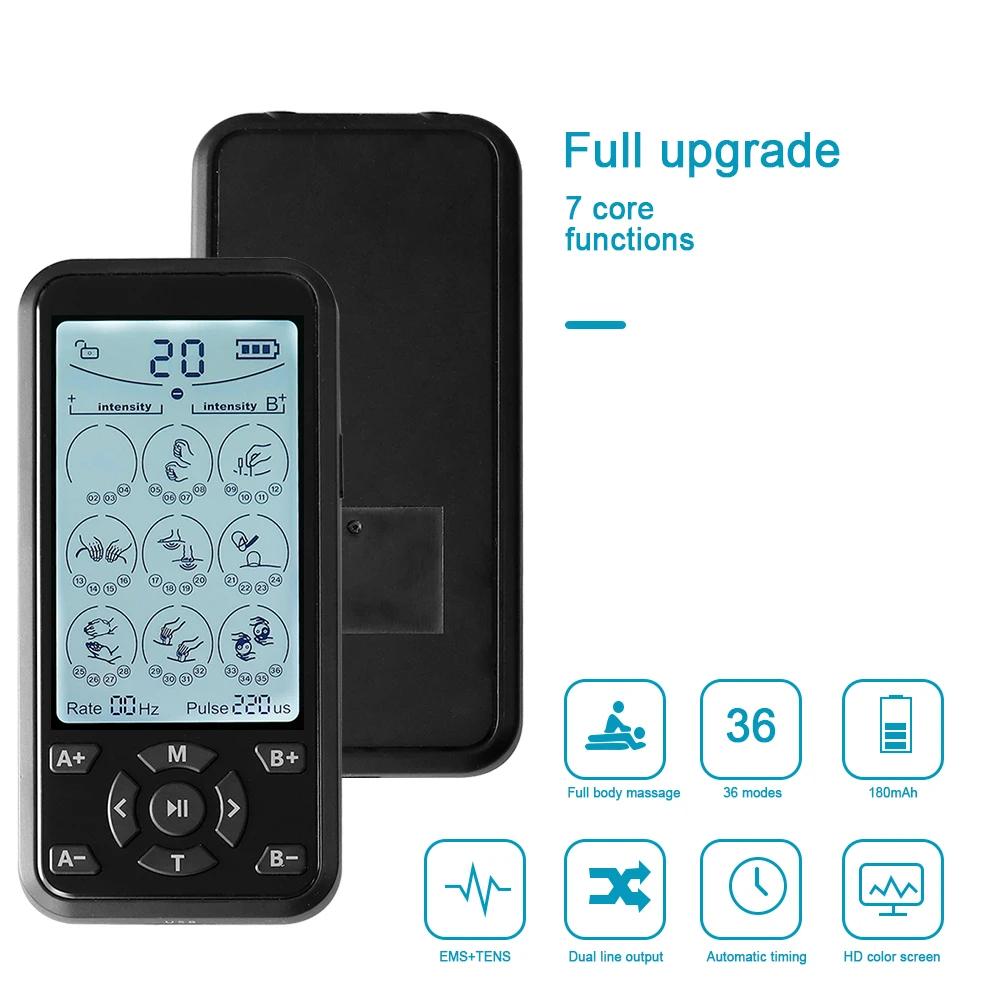 36 режимов Электрический Tens Relax Мышечный стимулятор EMS Акупунктурный массажер для тела Цифровая терапия Машина для похудения Электростимулятор