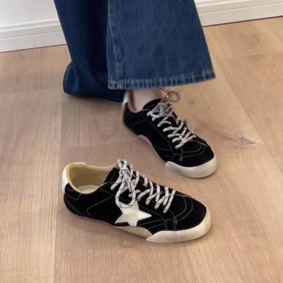 Версия из коровьей кожи~ Корейские нишевые ретро немецкие тренировочные туфли женские на шнуровке универсальные кеды-звезды старые повседневные туфли Форреста Гампа тренд