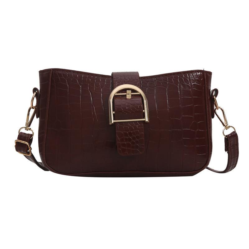 Fashionable Small Square Pu Bag For Women With Zip Closure And Crocodile Pattern