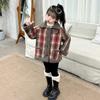 Girls Winter Plush Plaid Velvet Jackets Kids Thickened Cute Fleece-lined Clothes