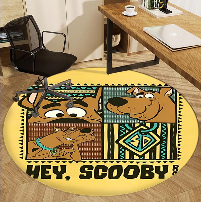 Scooby Pattern Round Rug, Indoor/Outdoor Mat, for Picnic, Gameroom, Bedroom, Office, Living Room, Home Decor Carpet, Birthday Gift
