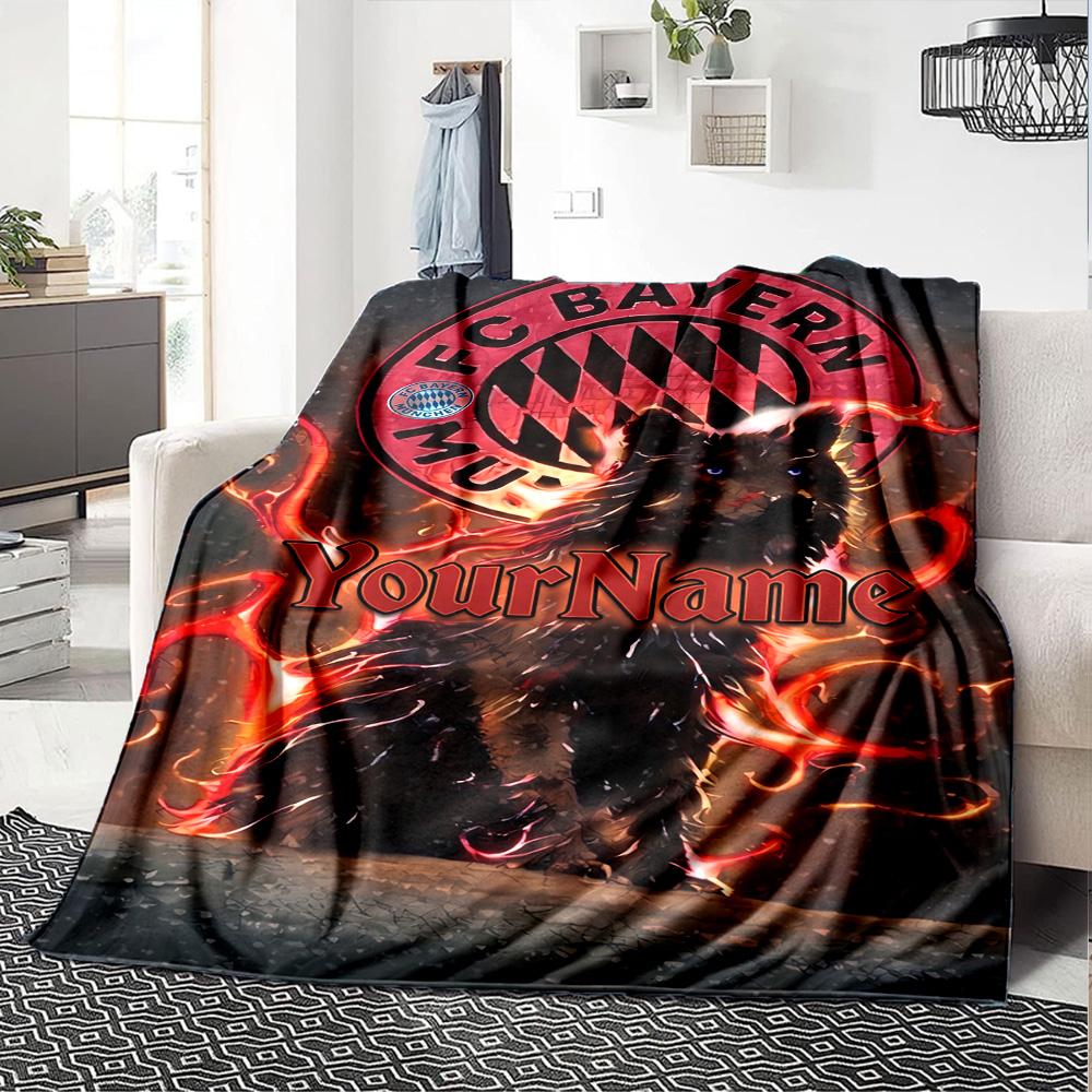 Bayern Munich Customize Your Name Blanket Multi-purpose Customizable Blanket Soft Warm Cozy Throw For Home Decor Living Room Office Chair Office
