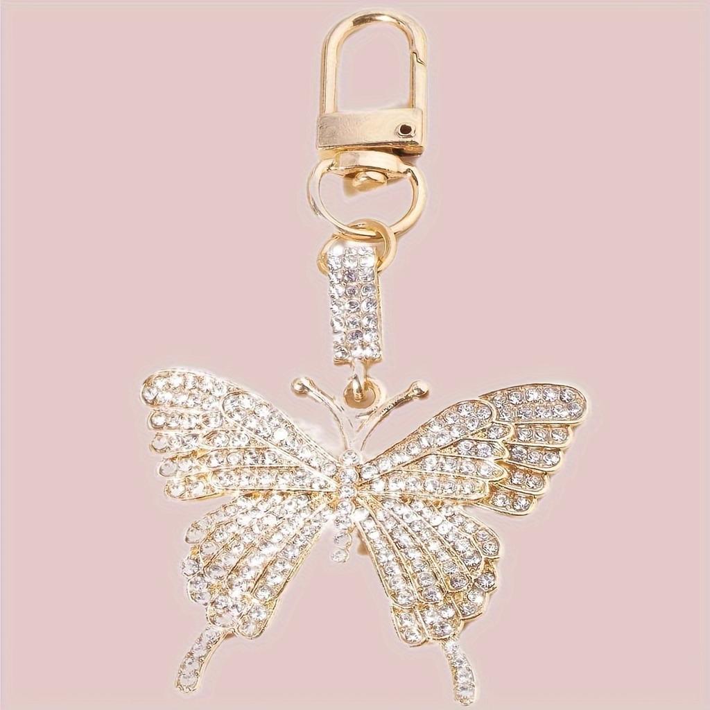 1 шт. блестящий брелок в виде бабочки со стразами, милый сплав животных, брелок для ключей, сумка, рюкзак, подвеска для автомобильного ключа, чехол для наушников, аксессуары