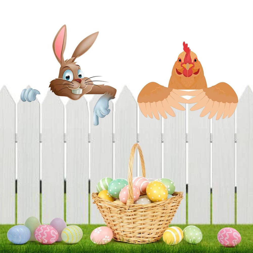 Decorative DIY Christmas Fence Peeker Festival Garden Hanging Decoration Home Outdoor Garden Patio Fence Lawn Sign Decorations