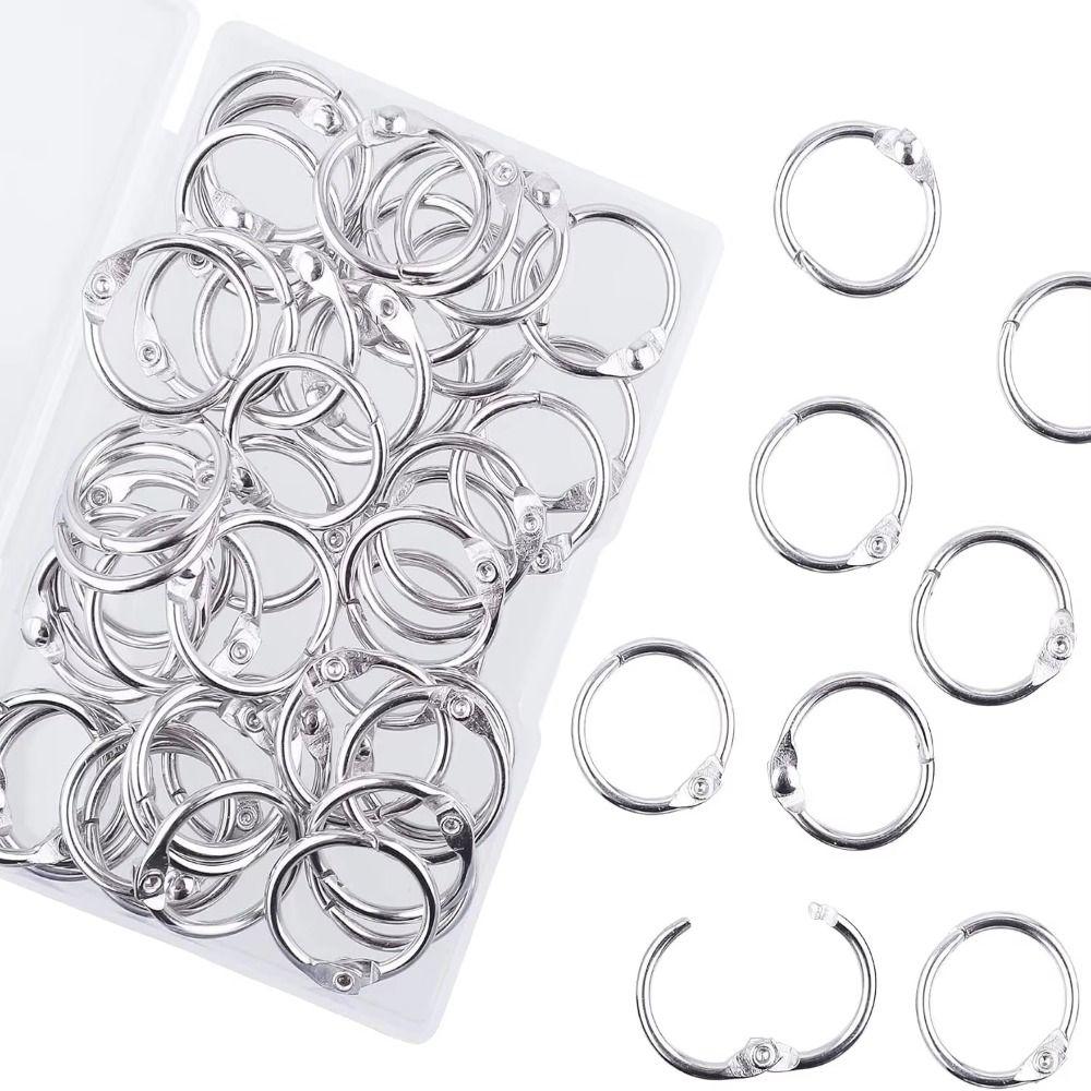 50Pcs Assorted Sizes Metal Binder Rings Sturdy Keychain Rings Office Organization