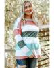 Green Plus Size Colorblock Pullover Top