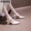 French Girl High Heels Fairy Shoes Gentle Single Shoes Female Spring Models Bow Pointed Thick With