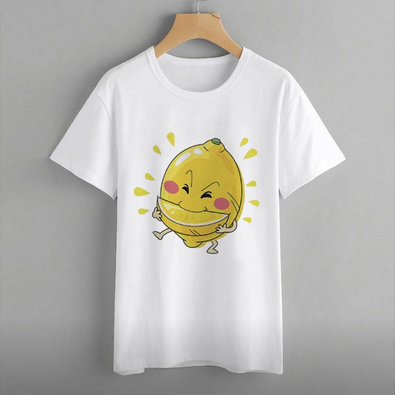 Женская одежда, принт с изображением арбуза, ананаса, банана, фрукта, круглый вырез, топ с короткими рукавами