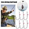 6/12Pcs Live Shrimp Fixing Hook Heavy Duty Carbon Steel Barbed Fishhook with Hole Freshwater