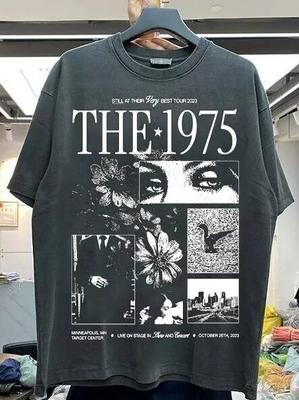 Футболка унисекс с графическим принтом группы The 1975, с коротким рукавом, черного цвета