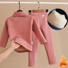 Winter Children Thermal Outfit Casual Boys Girls Two Piece Set  Kids Underwear Conjuntos Warm Mock Neck Tops Children's Velvet Lined Thick High Neck