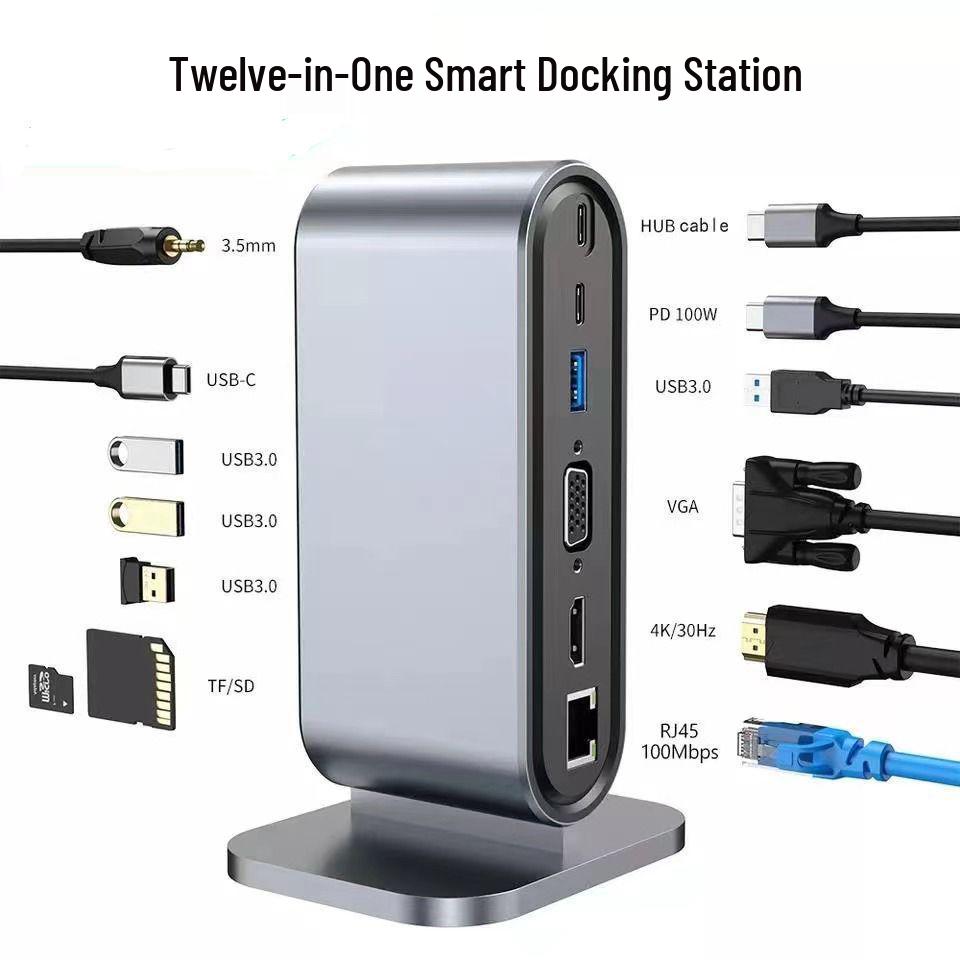 12-in-1 USB-C Vertical Docking Station for Mac and Huawei Computers