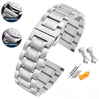 Высококачественный ремешок для часов из нержавеющей стали для Casio Tissot Seiko Citizen, металлический плоский/изогнутый ремешок на конце, браслет, цепочка для часов 20 мм 22 мм