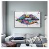 Art Canvas Painting On The Wall Posters and Prints Wall Art Picture for Living Room Home Decor Show Teeth Lips Street Graffiti