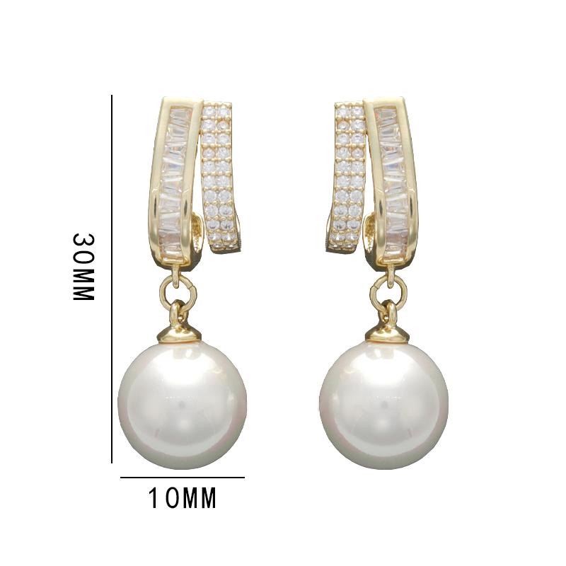 Качественные роскошные серьги с цирконом, висячие серьги из серебра 925 пробы с белым жемчугом для женщин, изысканные ювелирные изделия золотого цвета U-образной формы