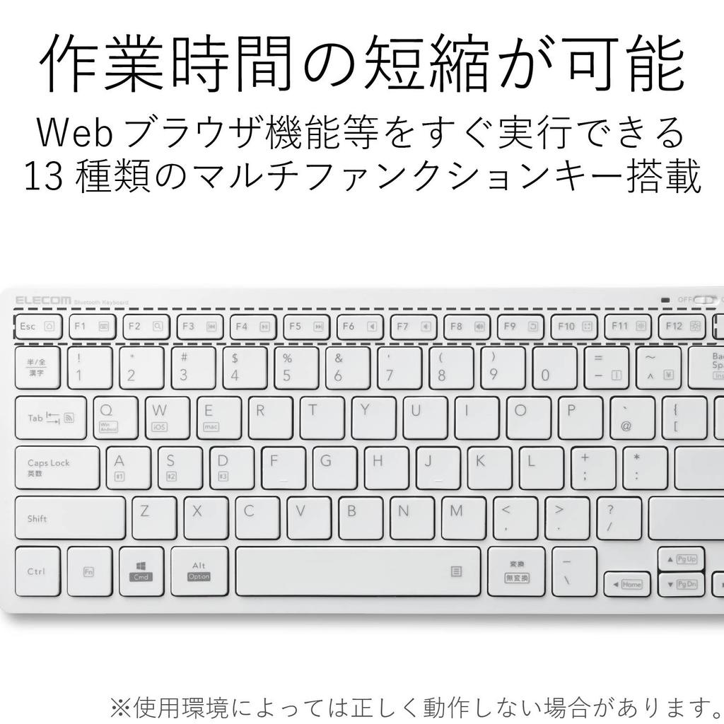 Клавиатура Bluetooth ELECOM, пантографного типа, легкая, совместимая с несколькими ОС, для iPad, Surface и Chromebook, белая, TK-FBP102WH