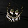 Luxury Rhinestone Jewelry Set with Exotic Ethnic Charm, Su Necklace with Retro Temperament, Earrings