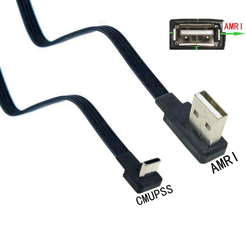 Ultra Thin Elbow C-type Data Cable USB 2.0 Double Elbow Charger Po Short-term Portable Universal 10CM-100CM 30CM