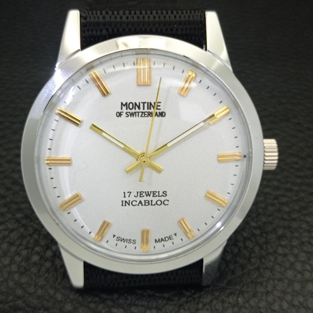 ВОССТАНОВЛЕННЫЕ ВИНТАЖНЫЕ МУЖСКИЕ ЧАСЫ MONTINE OF SWITZERLAND 17J WINDING 453e-a228318-2