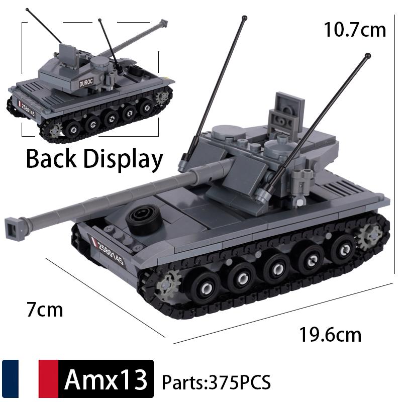 Конструктор MOC Игрушки Военный Автомобиль Транспортное Средство Танк WW2 Строительные Блоки Французский Истребитель R-35 AS-565 Бронированный Детский Подарок