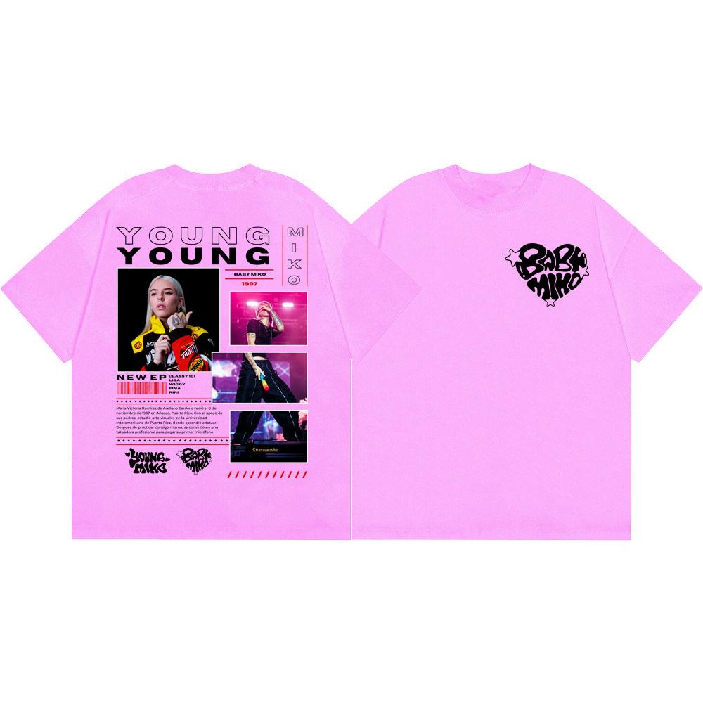 Rapper Young Miko T-shirts High Street Fashion Trend Short Sleeve T Shirts Men Women Casual Loose 100%cotton T-shirt Streetwear