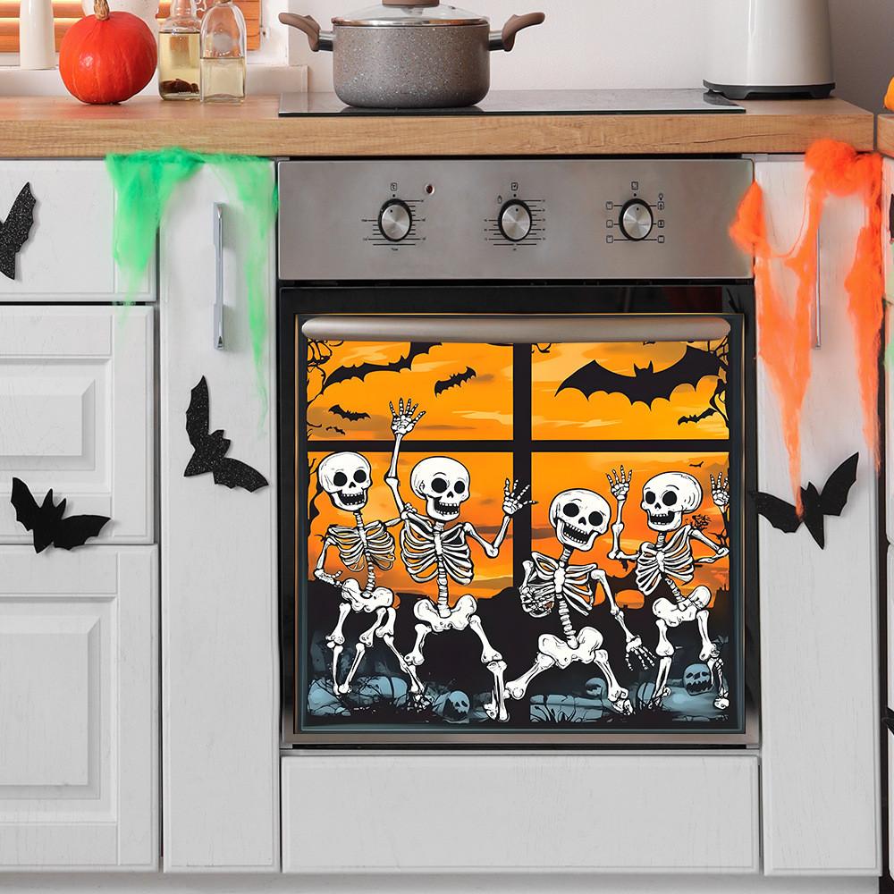 Закат Хэллоуин Череп Летучая мышь Праздники Стеклянные шкафы Наклейки для домашнего декора