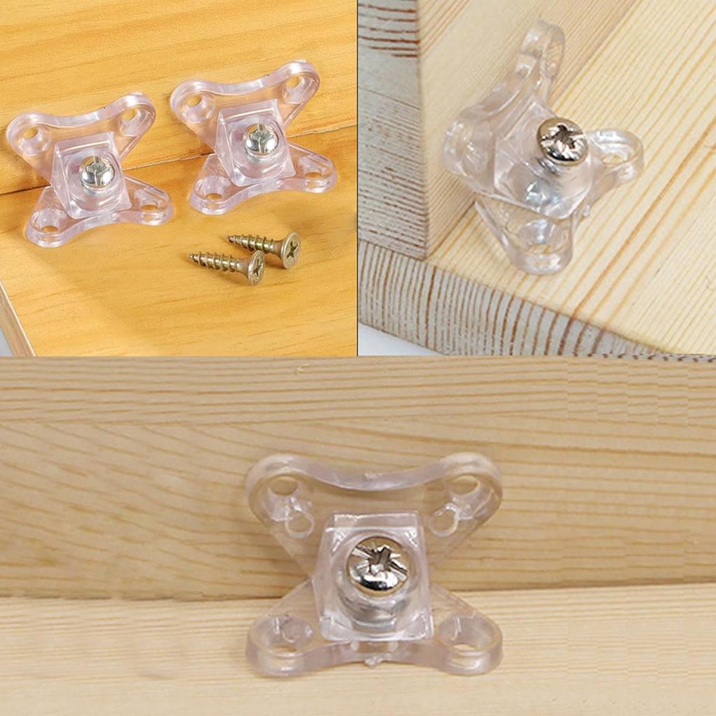 20 Pcs Clear Butterfly Corner Code Removable Corner Brace Right Angles Brackets with Screwdriver and Screws Durable