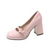 Fashion Elegant Heel Shoes Ladies 8cm High Heel Bowknot Solid Mary Jane Zapatos Adult Dress Pink White Black Cosplay Footwear 2025