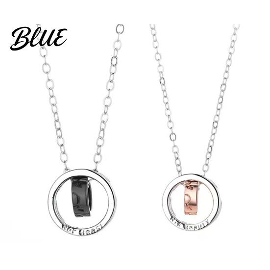 Symbolic Love Necklace Ring Charm Couple Dual Rings Pendant Her