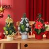 Mini Christmas Tree for Desk Desk, Artificial Pine Tabletop Decor, Decorative Balls And Floral Art Reusable Festive Centerpiece Home Office,