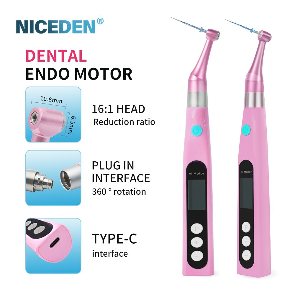 Niceden Беспроводная интеллектуальная стоматологическая терапия корневых каналов NICEDEN 16:1 стандартный угловой наконечник с лампой эндодонтический инструмент эндомотор