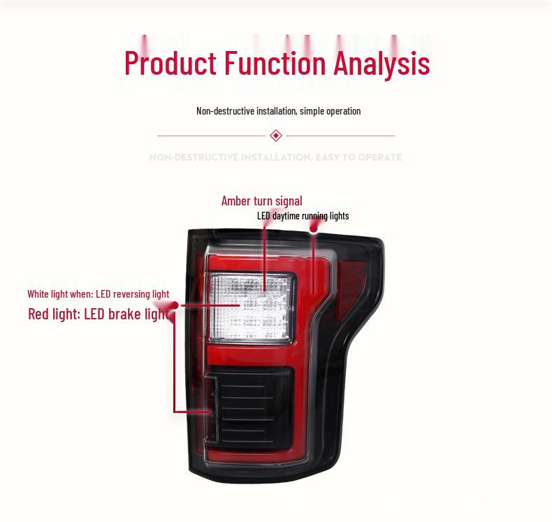 Светодиодный задний фонарь в сборе для Ford Raptor F150 2015-2017: ДХО, Стоп-сигнал, Указатель поворота