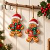Wooden Christmas Pendant 8/16/24/32Pcs Gingerbread Man Ornament Set, 2D Flat Holiday Hanging Decorations Decor, Rustic for Xmas Tree Ornaments