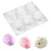 Silicone Rabbit Mold Easter Fondant Bunny Mold Chocolate Cake Mold 6-cavity Mousse Cake Decoration Baking Mold DIY Candle Model