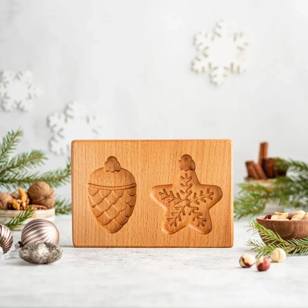 Round Baking  10cm x 15cm  Wooden Cookie Press