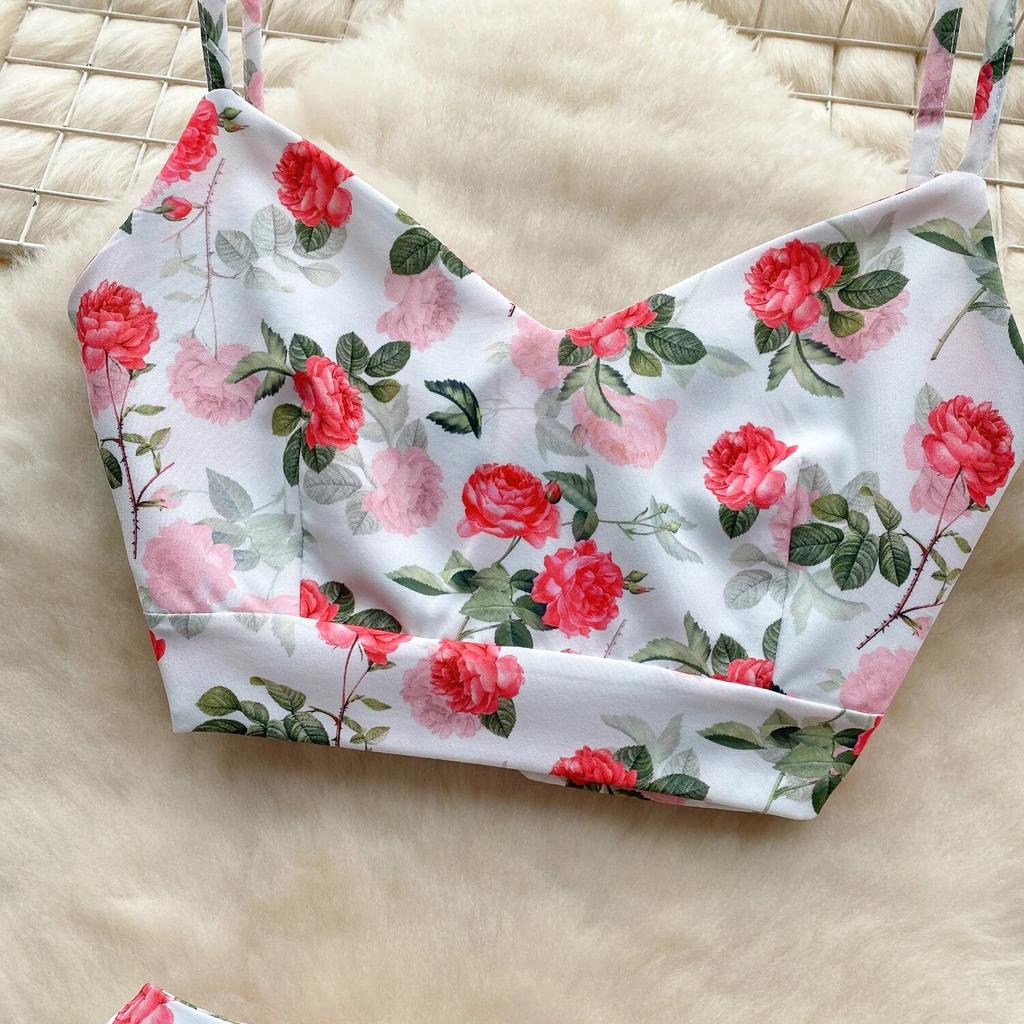 Женский комплект с милым принтом, короткая майка, универсальная плиссированная длинная юбка с высокой талией, праздничный комплект из двух предметов