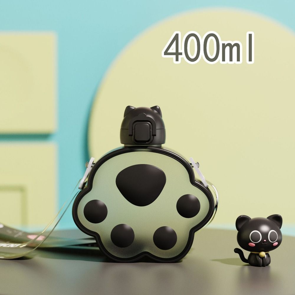 Регулируемый ремешок Бутылка для воды с кошачьей лапкой Мультяшный портативный чайник Удобный пластиковый стаканчик с соломинкой Велоспорт