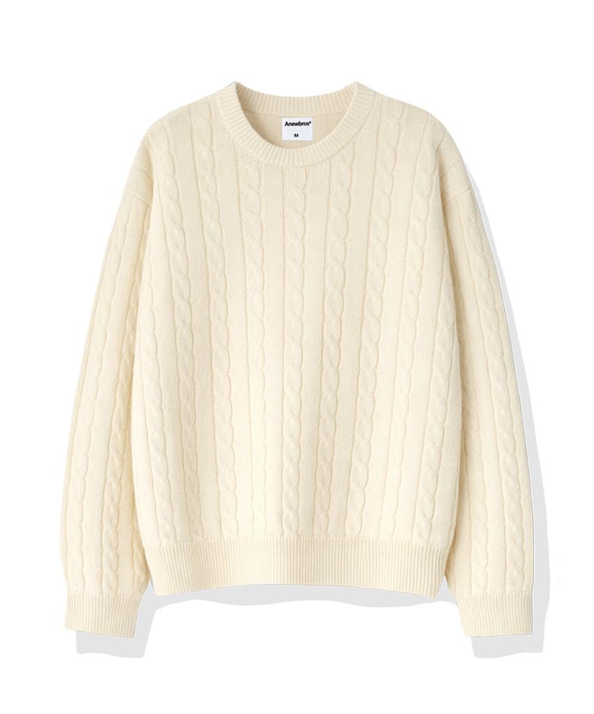 ANEWBROS Corner Round Neck Cable Knit 5 Colors [Anbk_6001]