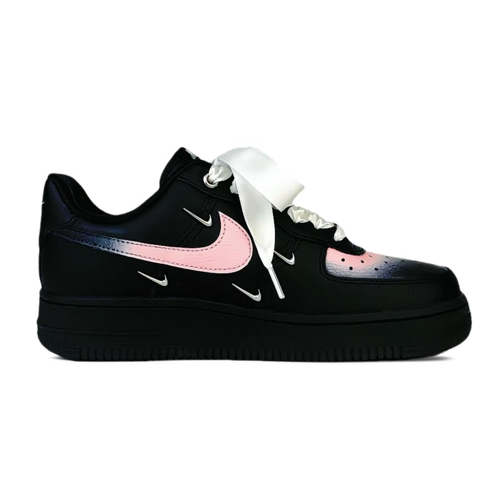 Nike Air Force 1 Нескользящие Износостойкие Низкие Кеды для Скейтборда Женские Черно-Розово-Серебристые HQ1180-001(Команда74-)