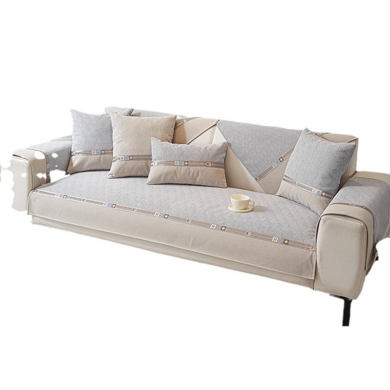Подушка для дивана, универсальная нескользящая подушка для четырех сезонов, новая синель, доступная, роскошная, модная, элитная, кремового цвета, чехол, полотенце