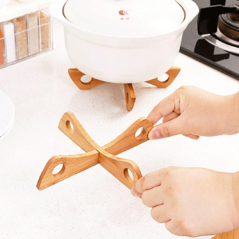 Cteative Home Bamboo Cross Holder Heat Resistant Pan Stand Cooling Rack Placemat Pot Trivet