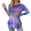 Womens Long Sleeve Round Neck Shirts Side Split Basic Loose Tunic Tops Floral Print  Casual Shirts T-Shirts Women’s